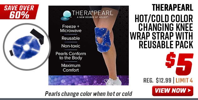 TheraPearl Hot/Cold Color Changing Knee Wrap Strap with Reusable Pack