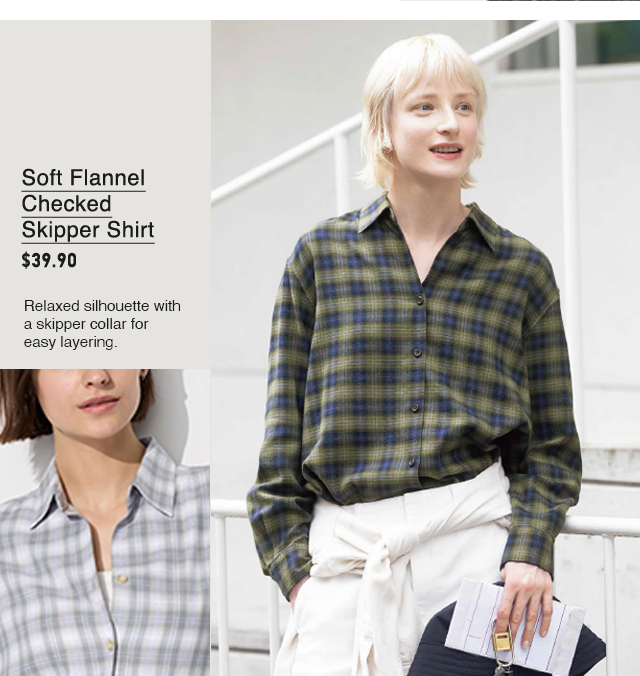 PDP5 - WOMEN SOFT FLANNEL CHECKED SKIPPER SHIRT