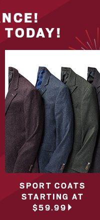 Clearance Sport Coats starting at $59.99 >
