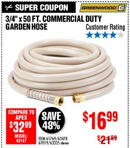 View 3/4 in. x 50 ft. Commercial Duty Garden Hose