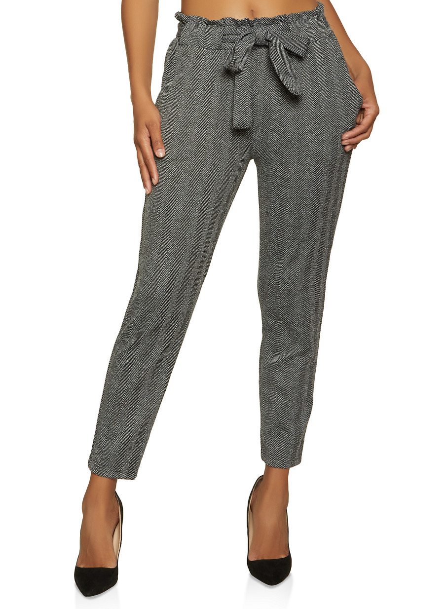 Herringbone Tie Waist Pants