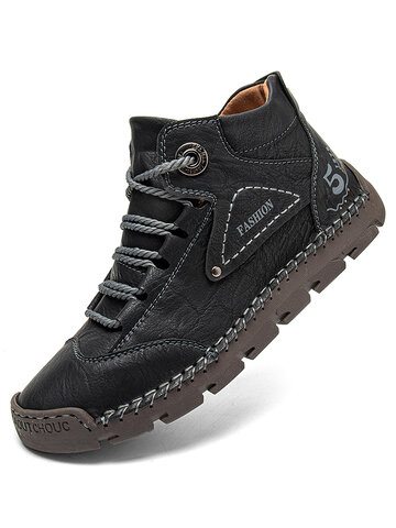 Men Hand Stitching Microfiber Leather Soft Boots