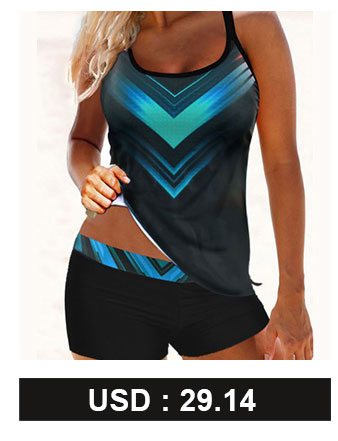 Strappy Back Geometric Print Tankini Set