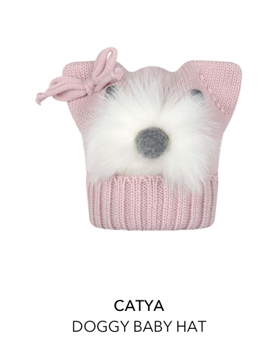 PINK WOOL DOGGY BABY HAT 