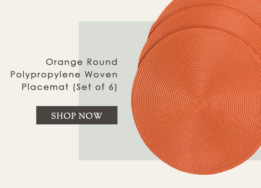 Orange Round Polypropylene Woven Placemat (Set of 6) 