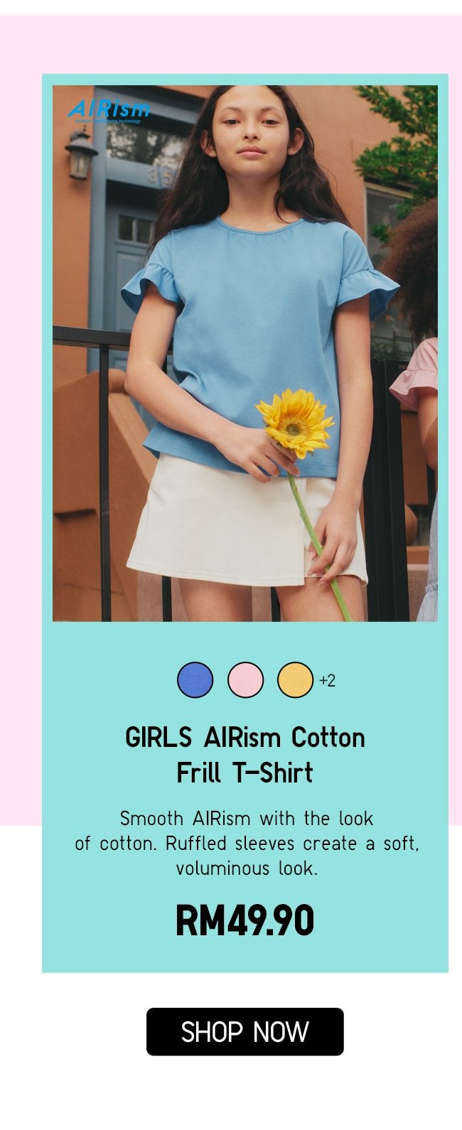 GIRLS AIRism Cotton Frill T-Shirt