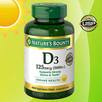 Nature's Bounty Vitamin D3 125 mcg, 400 Softgels