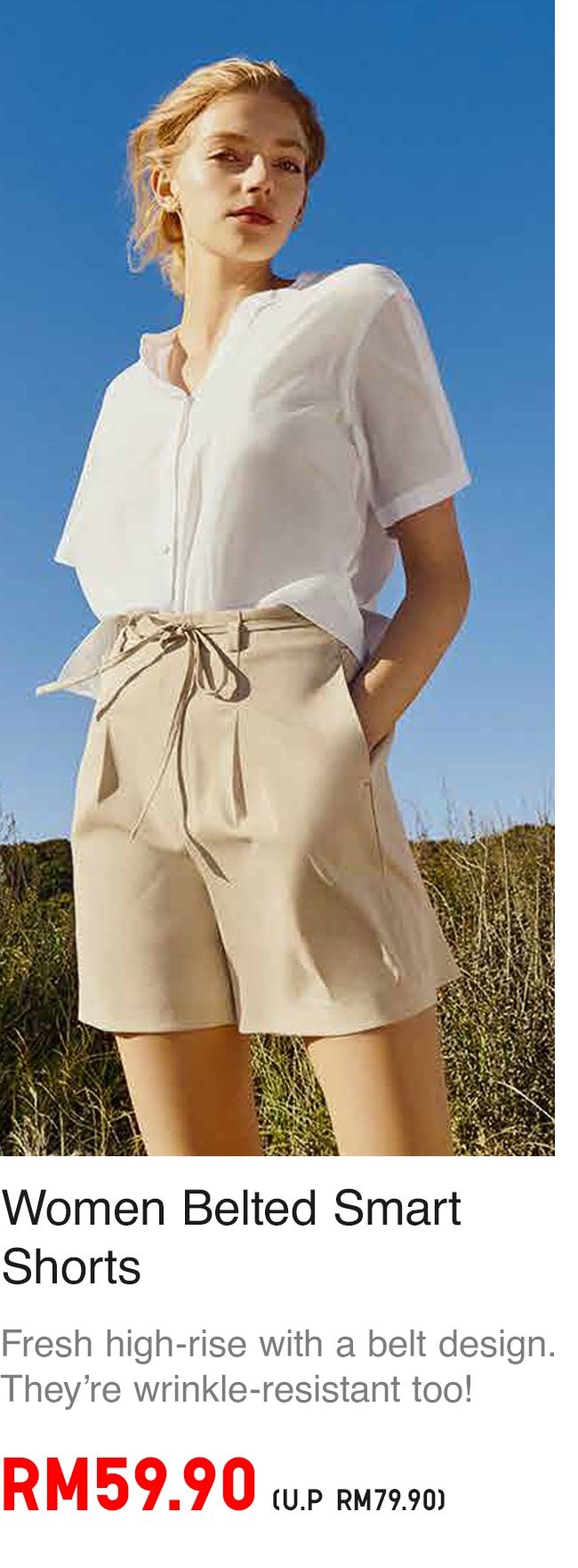 WOMEN BELTED SMART SHORTS