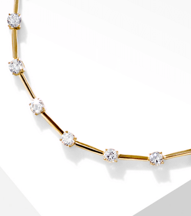 Lab-Grown Diamonds by KAY Alternating Bar Link Bracelet 2 ct tw 10K Yellow Gold 7.25''