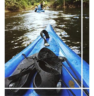 Crocs fan with Sexi Flip on a kayak