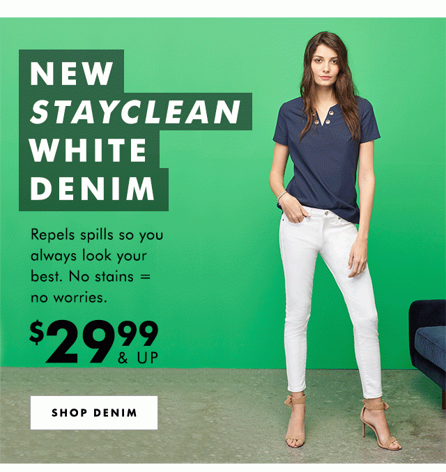 NEW STAYCLEAN WHITE DENIM | SHOP DENIM