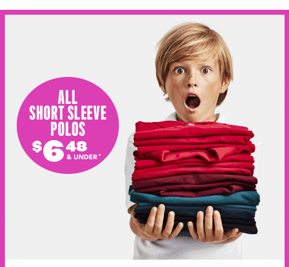 All Short Sleeve Polos $6.48 & Under