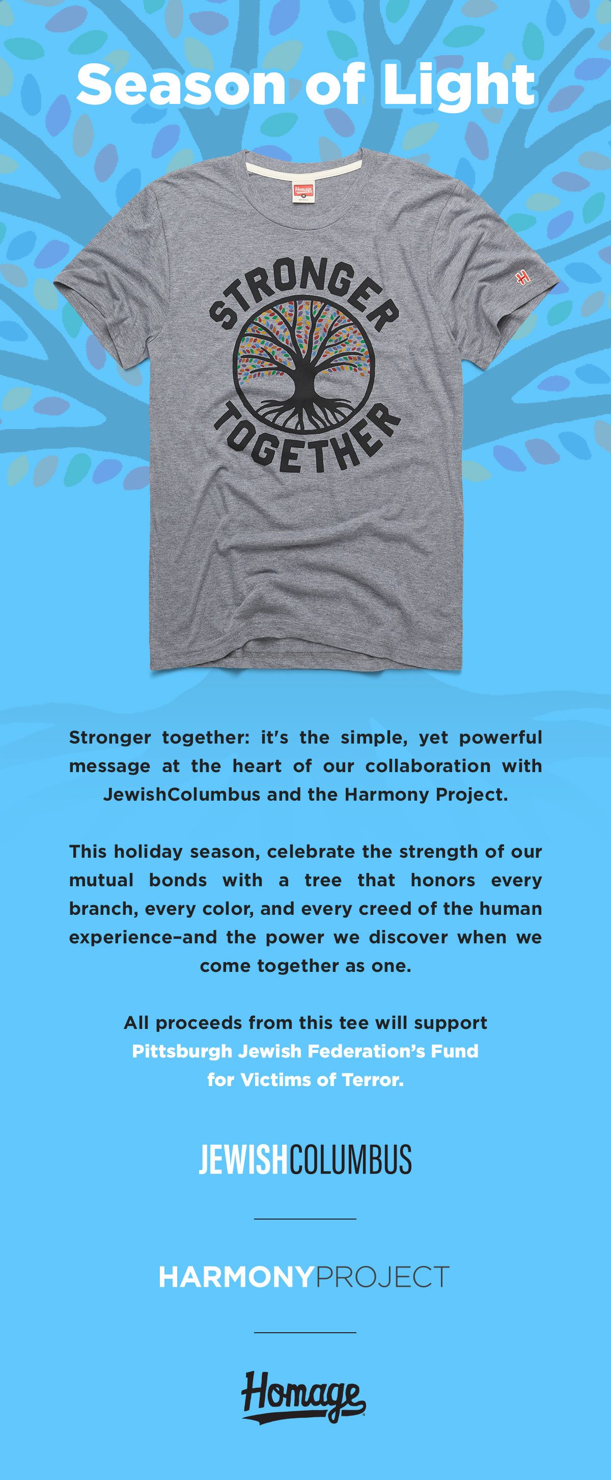 Stronger Together Tee - All proceeds from this tee will support Pittsburgh Jewish Federation’s Fund for Victims of Terror.