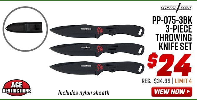 Perfect Point PP-075-3BK 3-Piece Throwing Knife Set