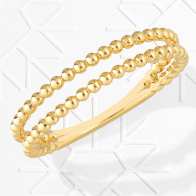 Beaded Two-Row Fashion Ring 14K Yellow Gold