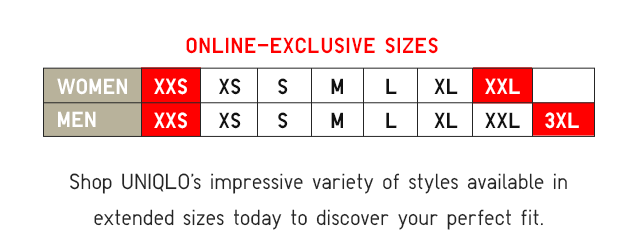 uniqlo extended sizes