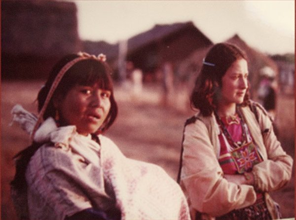 A Huichol Aoman and Susana Valadez (right) in the latter’s early days with the Huichol people