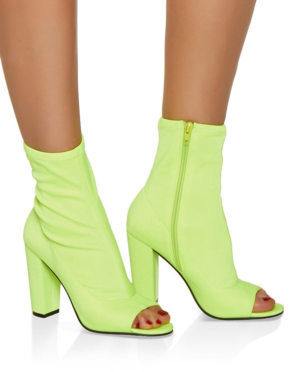 Peep Toe Stretch High Heel Booties