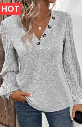 Light Grey Patchwork Long Sleeve V Neck Sweatshirt