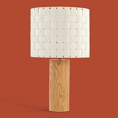 Shinola Parker Wood Table Lamp with Woven Canvas Shade