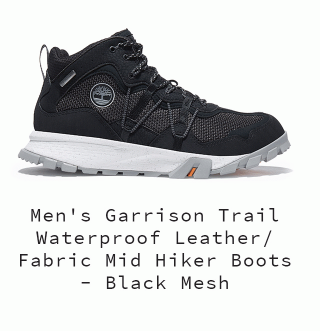 Men's Garrison Trail Waterproof Leather/Fabric Mid Hiker Boots - Black Mesh