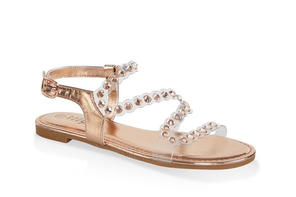 Rhinestone Studded Band Sandals