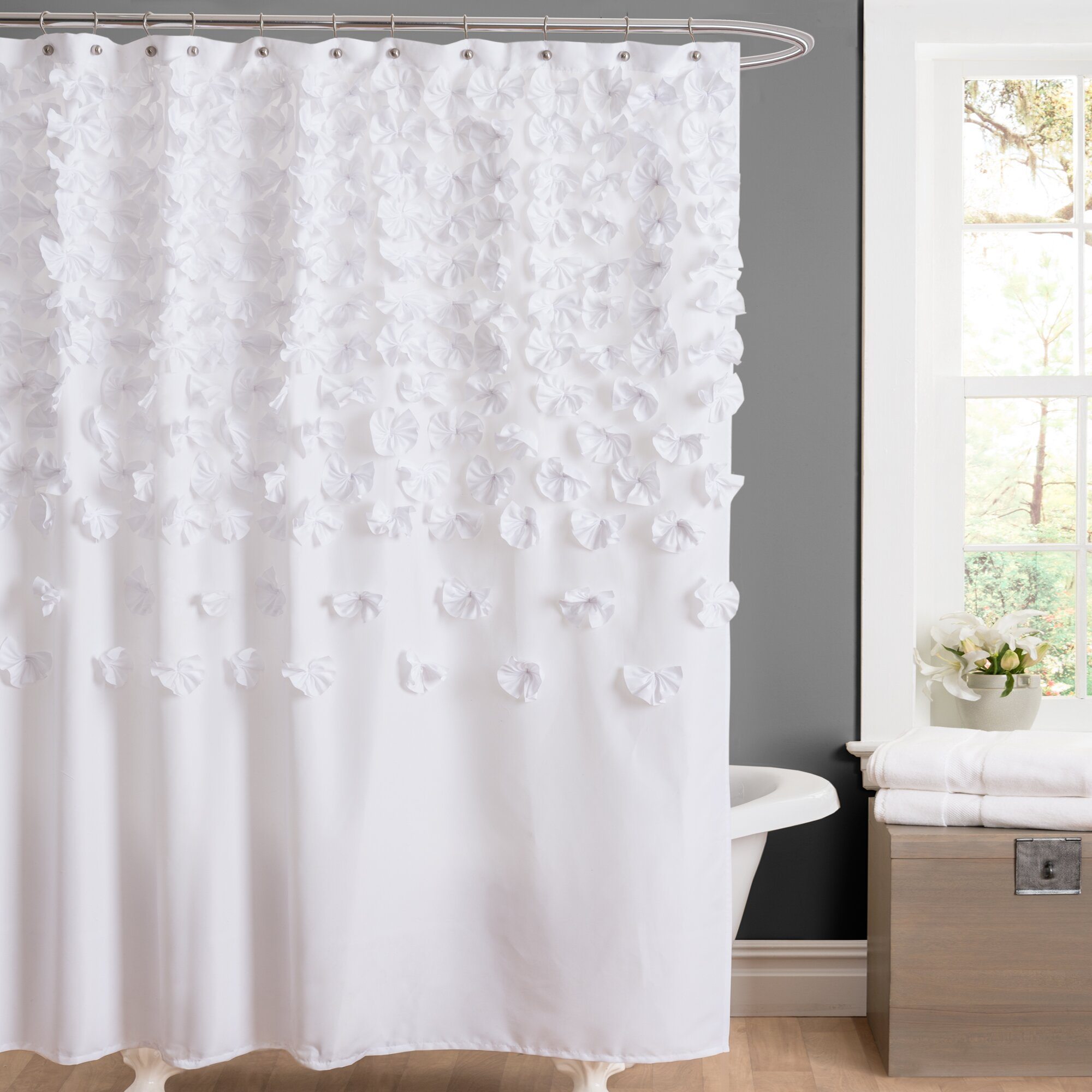 Rieke Polyester Floral Single Shower Curtain Hooks