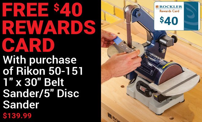 Rikon 50-151 1-inch x 30-inch Belt Sander/5-inchDisc Sander + $40 Rewards Card