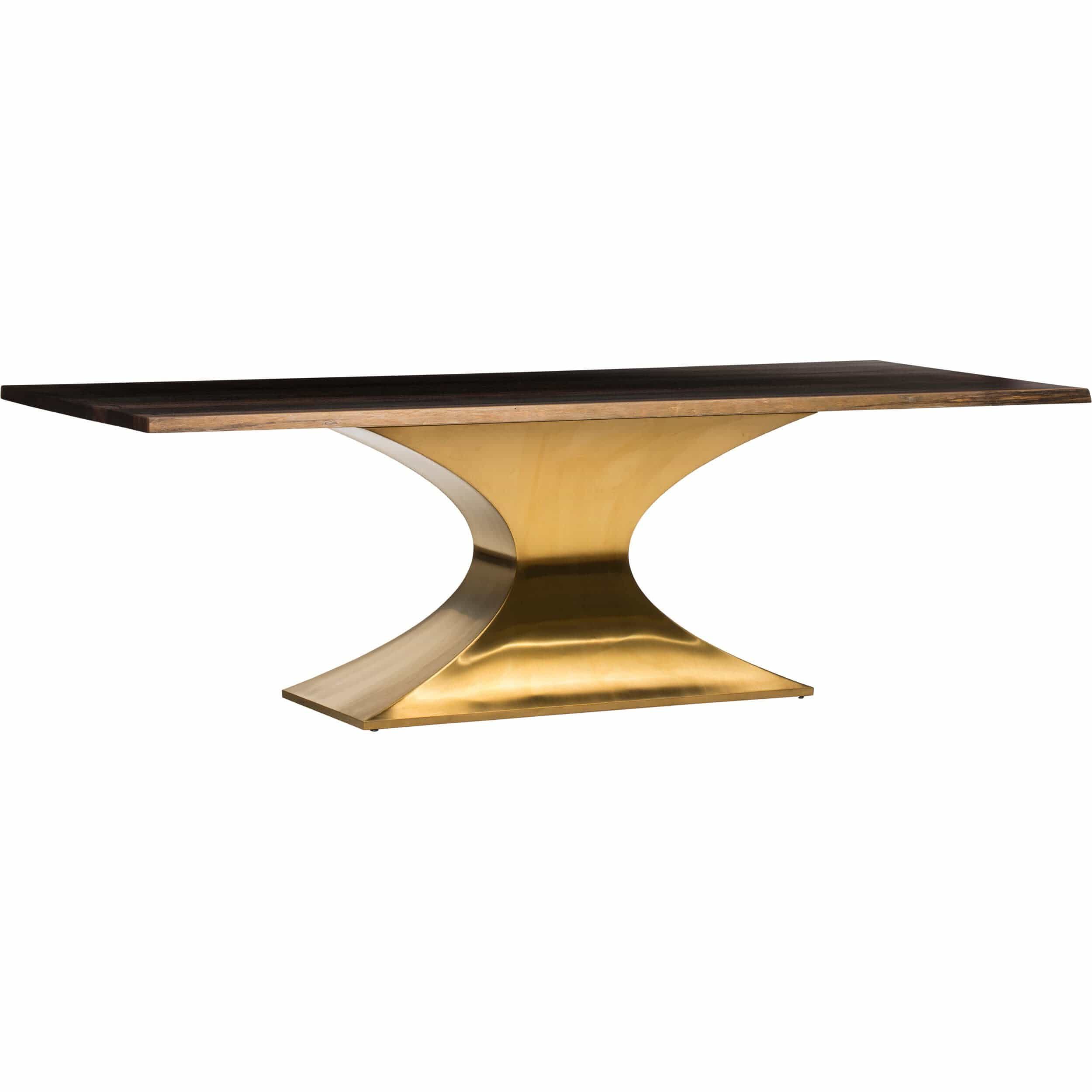 Image of Praetorian Dining Table, Seared Oak/Brushed Gold Base