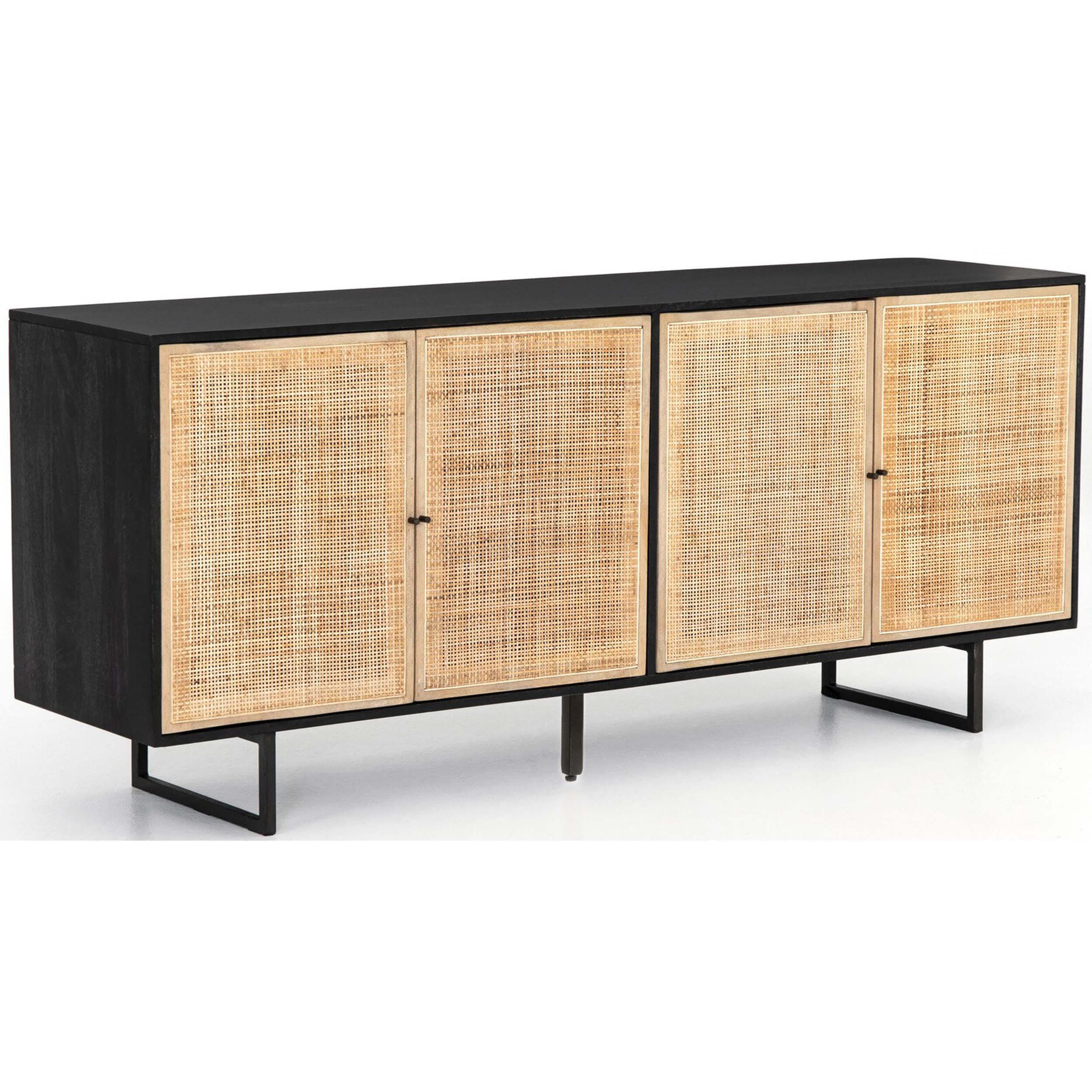 Image of Carmel 4 Door Sideboard, Black Wash/Cane Natural