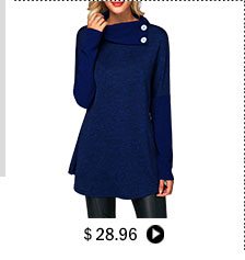 Long Sleeve Button Detail Royal Blue Tunic T Shirt