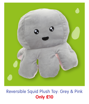 Reversible Squid Plush Toy: Grey & Pink