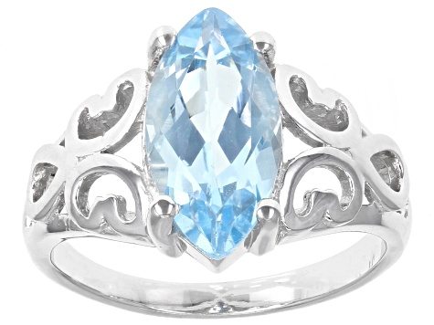 Sky Blue Topaz sterling silver solitaire ring 3.50ct