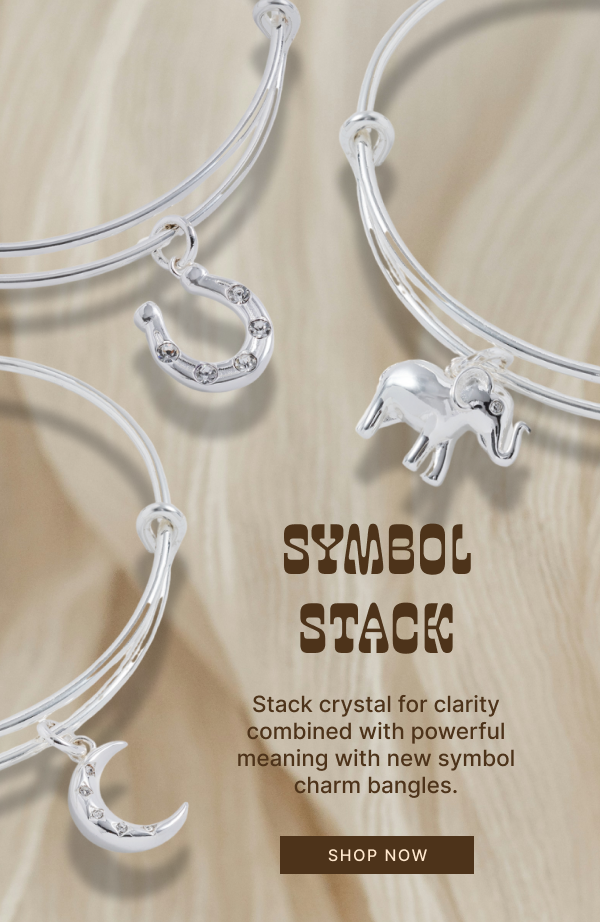 Symbol Stack | Stack crystal for clarity combined with powerful meaning with new symbol charm bangles.