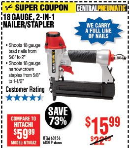 18 Gauge 2-in-1 Air Nailer/Stapler