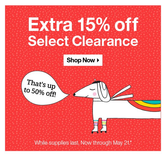 Shop Extra 15% off Select Clearance