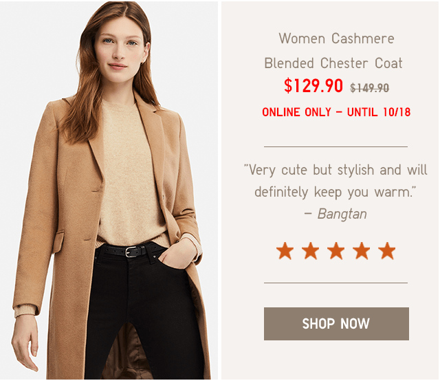 WOMEN CASHMERE BLENDED CHESTER COAT $129.90 - SHOP NOW