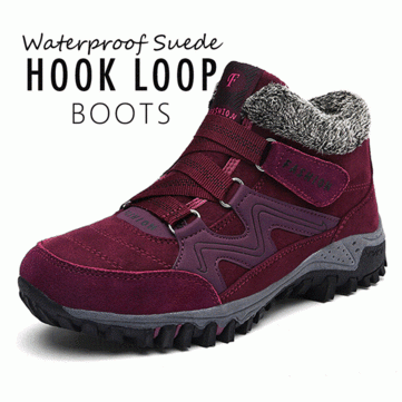 Warm Suede Hook Loop Ankle Boots