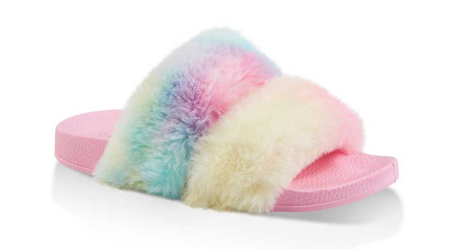 Faux Fur Two Band Pool Slides