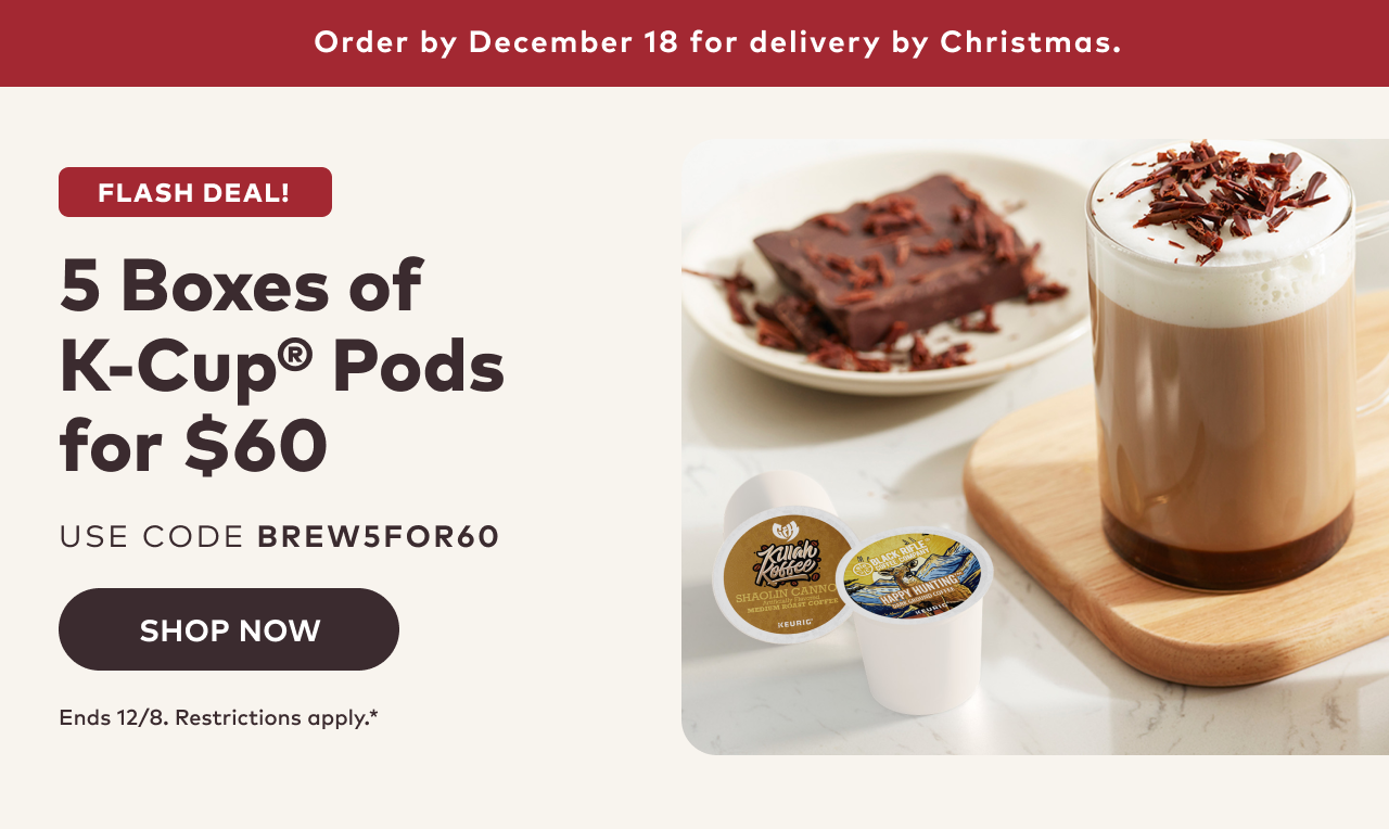 5 Boxes of K-Cup® Pods for $60 with code BREW5FOR60