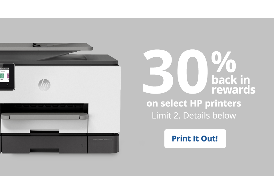 30% Back in Rewards on select HP Printers