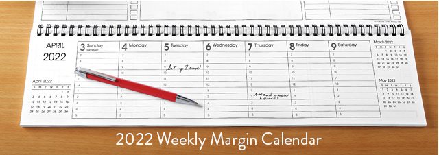 Shop 2022 Weekly Margin Calendar