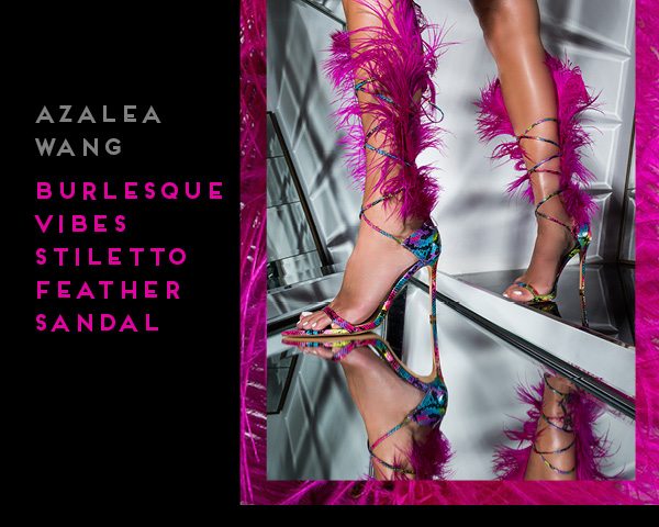 azalea wang burlesque vibes stiletto feather sandal