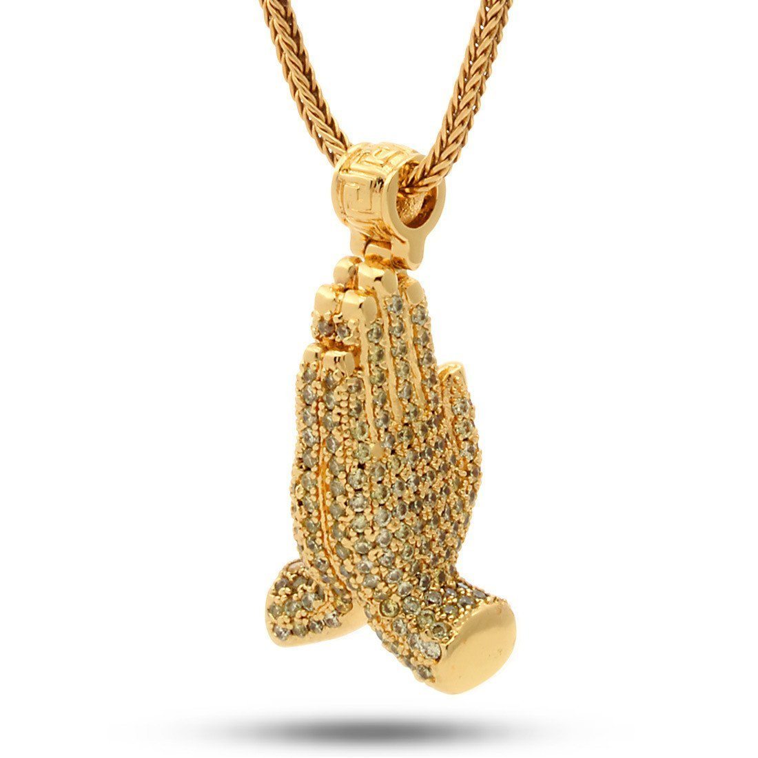 Image of 14K Gold Worship Hands Emoji Necklace