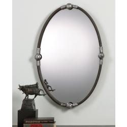 Uttermost Nova Rust Black 22" x 32" Oval Wall Mirror