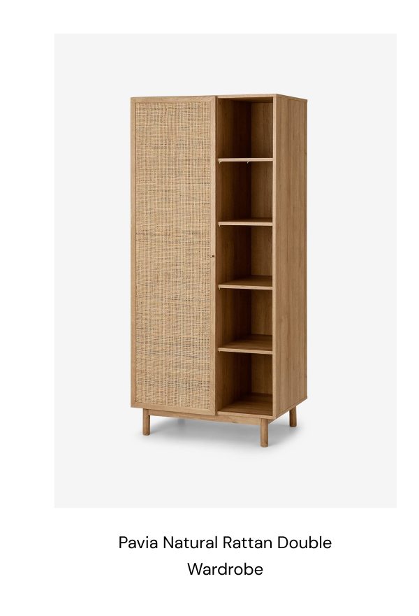 Pavia Natural Rattan Double Wardrobe