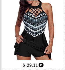 Cutout Back Cage Neck Geometric Print Swimdress and Shorts