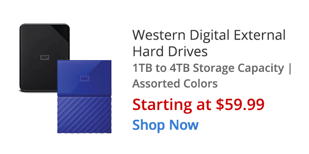 Western Digital Hard drives starting at $59.99 Shop Now