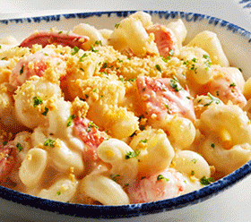 GIF cycles through images of the Lobster Truffle Mac and Cheese, Petite Red Lobster Roll, and Half Lobster & Langostino Pizza.