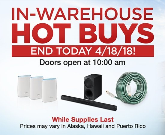 In-Warehouse Hot Buy Offers End Today 4/18/18!